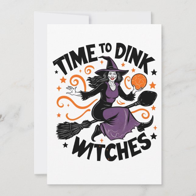 Convites Hora de Dink Witches Spookleball no Dia das Bruxas (Frente)