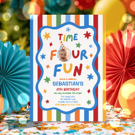 Convites Hora de Diversão Festa de Aniversário de 4 Anos do