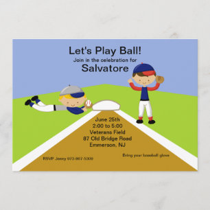 Convites Hora De Jogar Bola!Convite de aniversário de beis