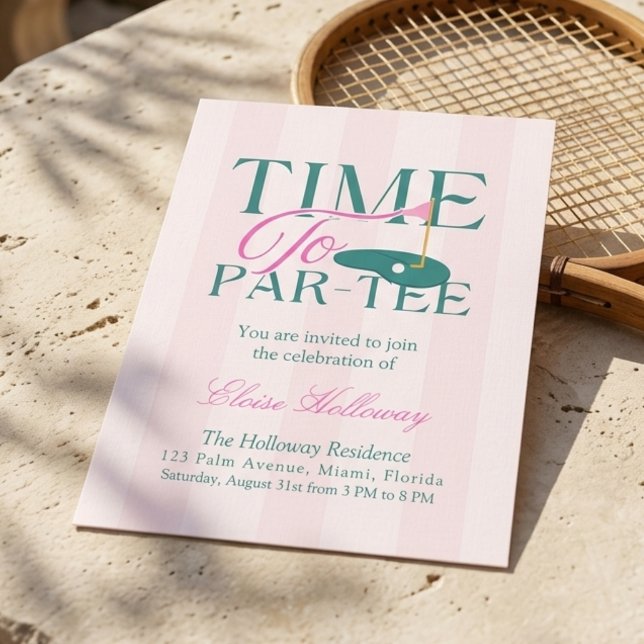 Convites Hora de se Divertir no Tema de Golfe (Time to Party Fun Golf Theme Party Invitation)