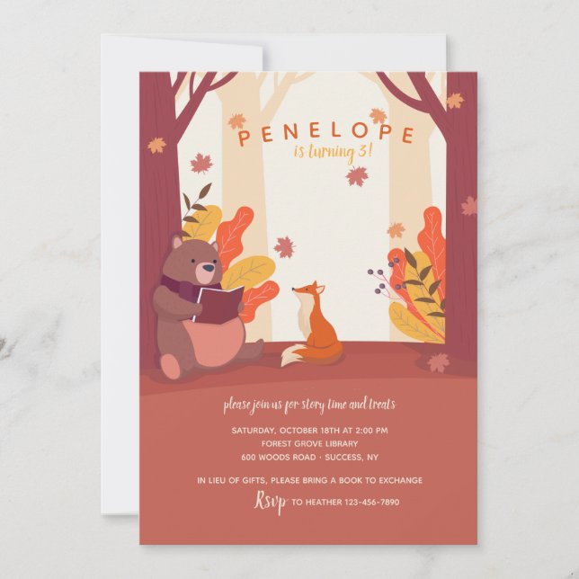 Convites Hora de uma Festa de aniversário de História (Frente)