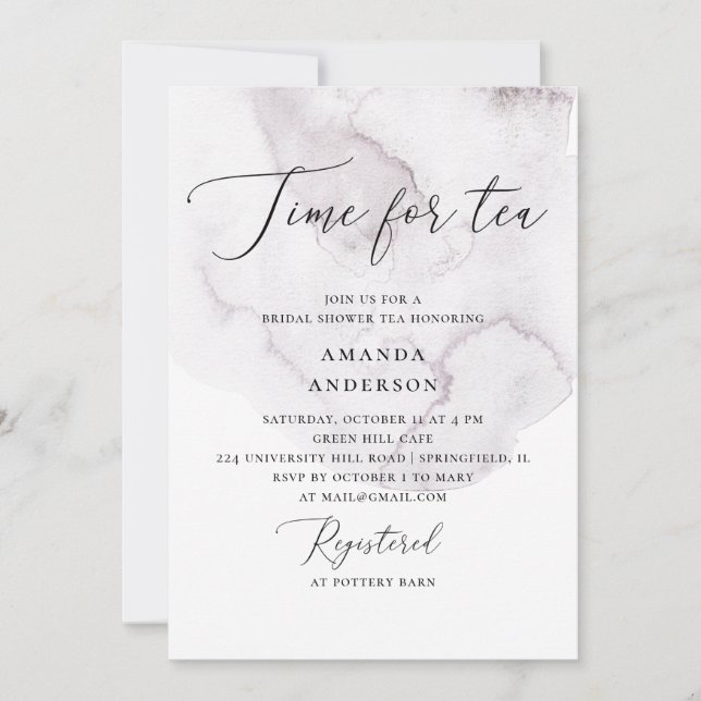 Convites Hora do chá. Chá de panela de água roxa (Frente)