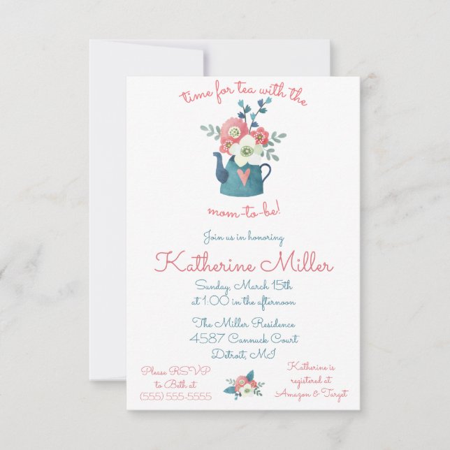 Convites Hora do Chá com a futura mãe! Chá (Frente)