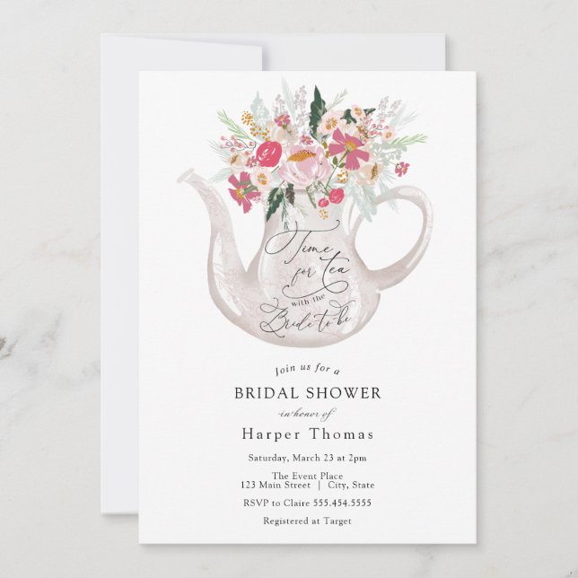Convites Hora do Chá com o Chá de panela da Noiva (Frente)