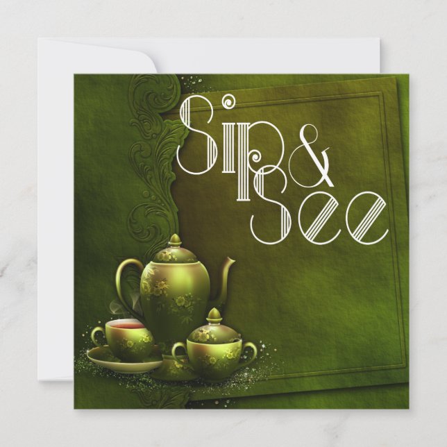 Convites Hora do chá da floresta nostálgica e veja o Chá de (Frente)