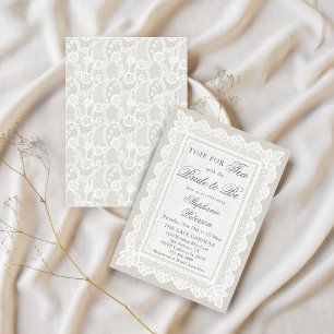 Convites Hora do Chá Taupe Lace Chá Festa de Noivado