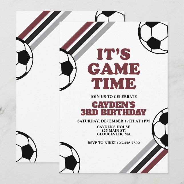 Convites Hora do Jogo de Futebol  Aniversário (Frente/Verso)