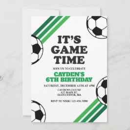 Convites Hora do Jogo de Futebol Listras Verdes Aniversário