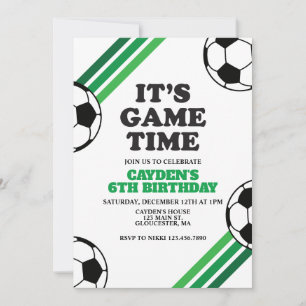 Convites Hora do Jogo de Futebol Listras Verdes Aniversário