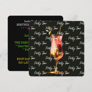 Convites Hora do Partido Neon Moderno Personalizado