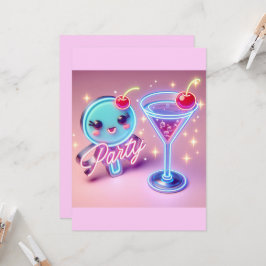 Convites Hora do Partido Neon Pink