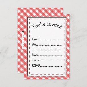 Convites Hora do Partido Red Gingham