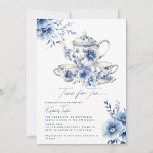 Convites Hora do Tea Blue Chinoiserie Party