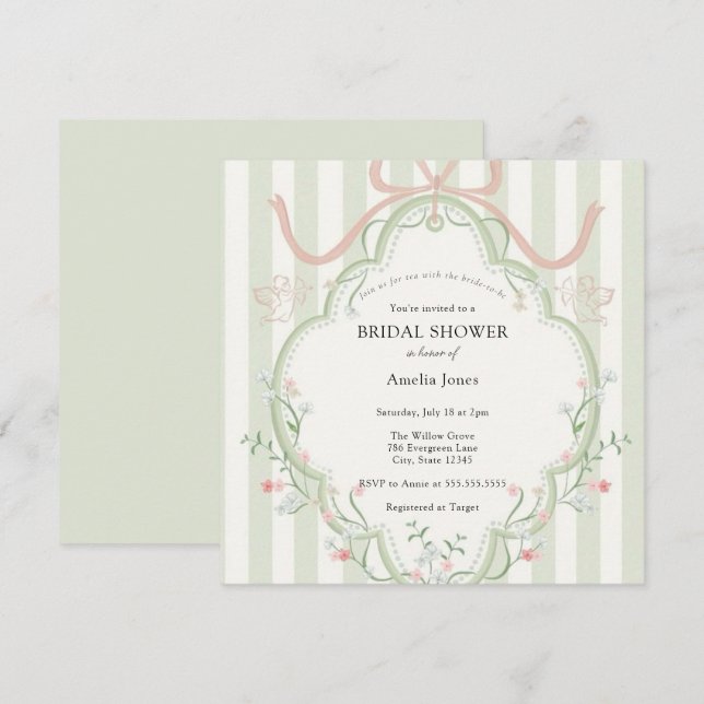 Convites Hora do Tea Chá de panela Wildflower (Frente/Verso)