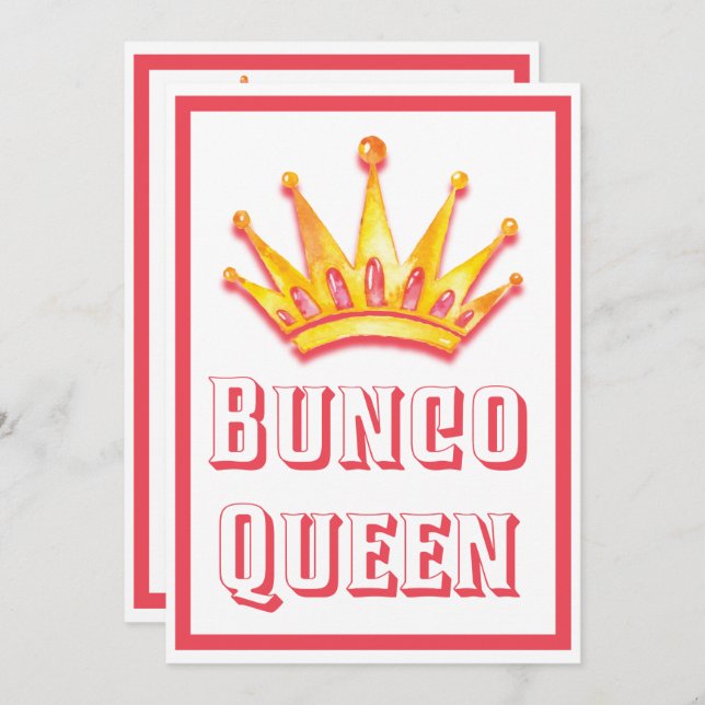 Convites Horário de Bunco Game Night Queen Crown (Frente/Verso)
