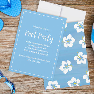 Convites Horário de Verão Blue Floral Tropical Personalizad