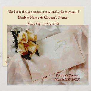 Convites Horizonal de Casamento Elegante das Rosas Amarelas