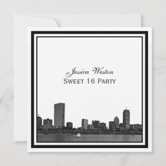 Convites Horizonte de Boston Gravado Moldura Sweet 16