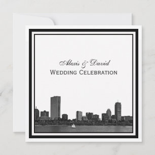 Convites Horizonte de Boston Gravado Quado de Casamento
