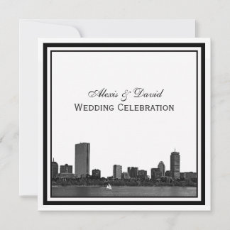 Convites Horizonte de Boston Gravado Quado de Casamento