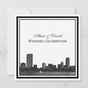 Convites Horizonte de Boston Gravado Quadro L Casamento