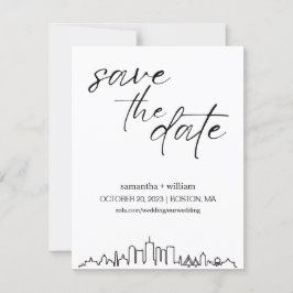 Convites Horizonte de Boston Minimalista Save The Date