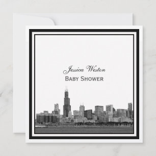 Convites Horizonte de Chicago #2 Gravado Quadro Baby Shower