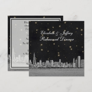 Convites Horizonte de Chicago Black Gold Star S Ensaio