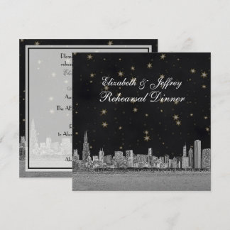 Convites Horizonte de Chicago Black Gold Star S Ensaio