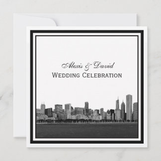 Convites Horizonte de Chicago Gravado Quado Casamento