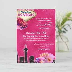 Convites Horizonte de Las Vegas Rosa Neon