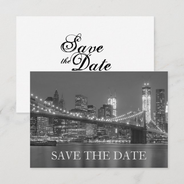 Convites Horizonte de Nova York Casamento no Brooklyn Salve (Frente/Verso)