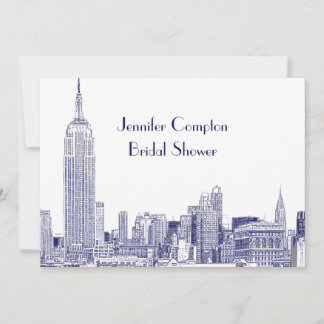 Convites Horizonte de NYC 01 Gravado Branco Chuveiro de Noi