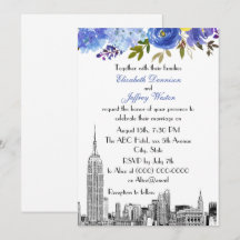 Horizonte de NYC ESB Etch Azul Amarelo Floral Casa