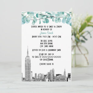 Convites Horizonte de NYC ESB Etch Eucalipto Sweet 16