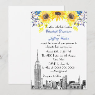 Convites Horizonte de NYC ESB Etch Girassol #2 Floral Casam