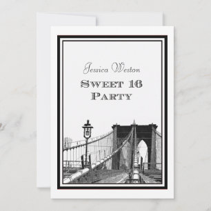 Convites Horizonte de NYC Ponte de Brooklyn #2 DIY Sweet 16