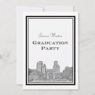 Convites Horizonte de NYC Washington Sq Gravado DIY Graduaç