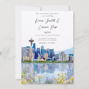 Convites Horizonte de Seattle Wa Paisagem Urbana Casamento