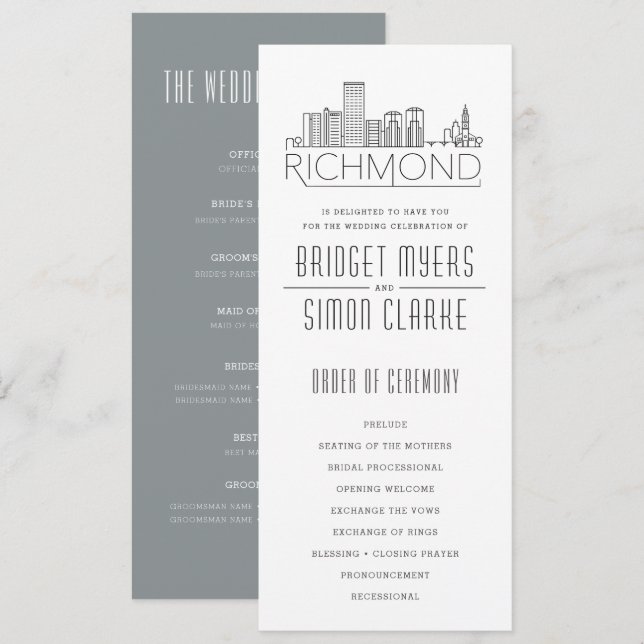 Convites Horizonte Estilizado de Richmond | Programa de Cas (Frente/Verso)