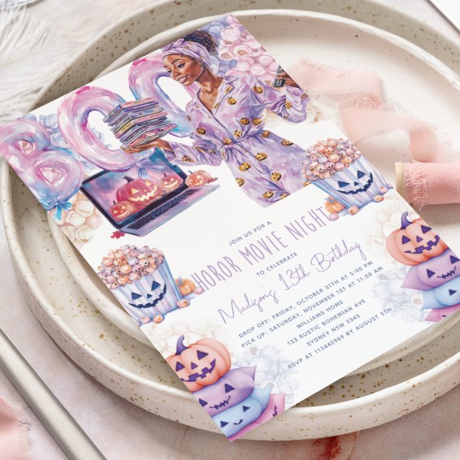 Convites Horror Movie Night Afalloween Slumber Birthday (Criador carregado)