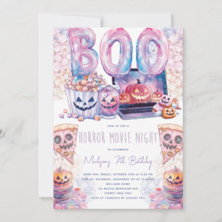 Convites Horror Movie Night Halloween Sleepover
