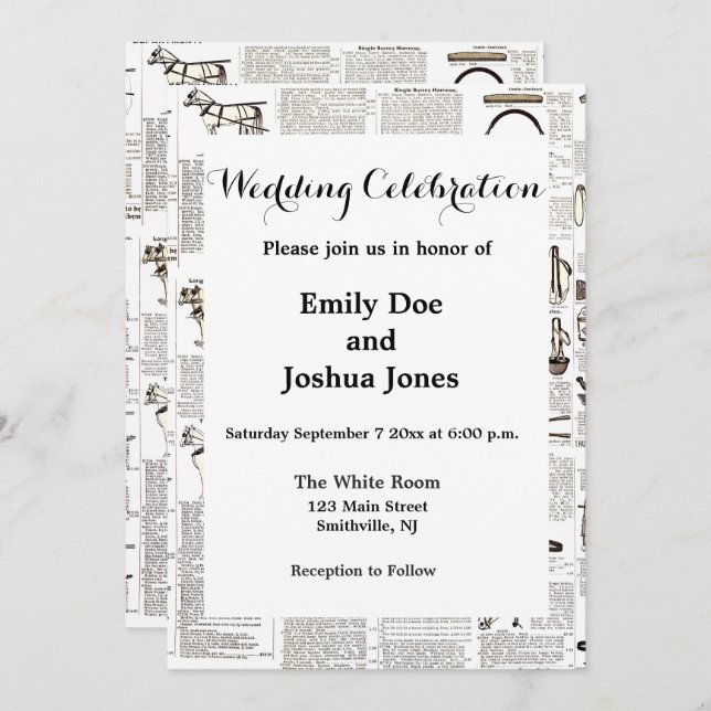 Convites Horse Antique Advertising Newpaper Art (Frente/Verso)