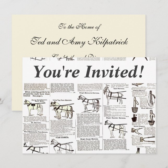 Convites Horse Antique Advertising Newpaper Art (Frente/Verso)