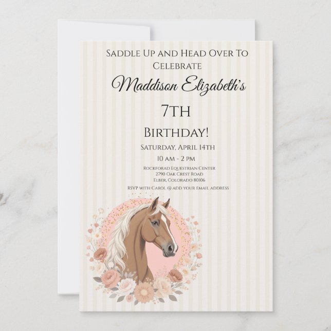 Convites Horse Birthday (Frente)