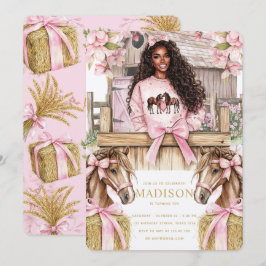 Convites Horse Birthday Invitation with Black Girl