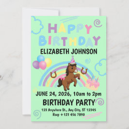Convites Horse Birthday Party Invitation Green