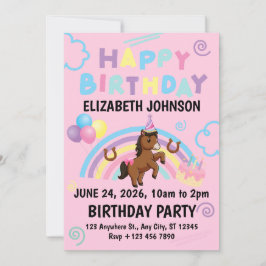 Convites Horse Birthday Party Invitation Pink