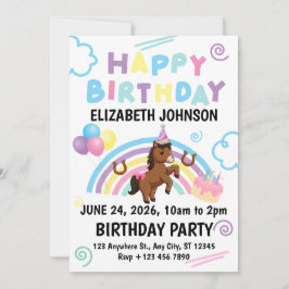 Convites Horse Birthday Party Invitation White