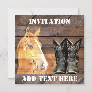 Convites Horse Cowboy Boots Conselho Russo de Celeiro